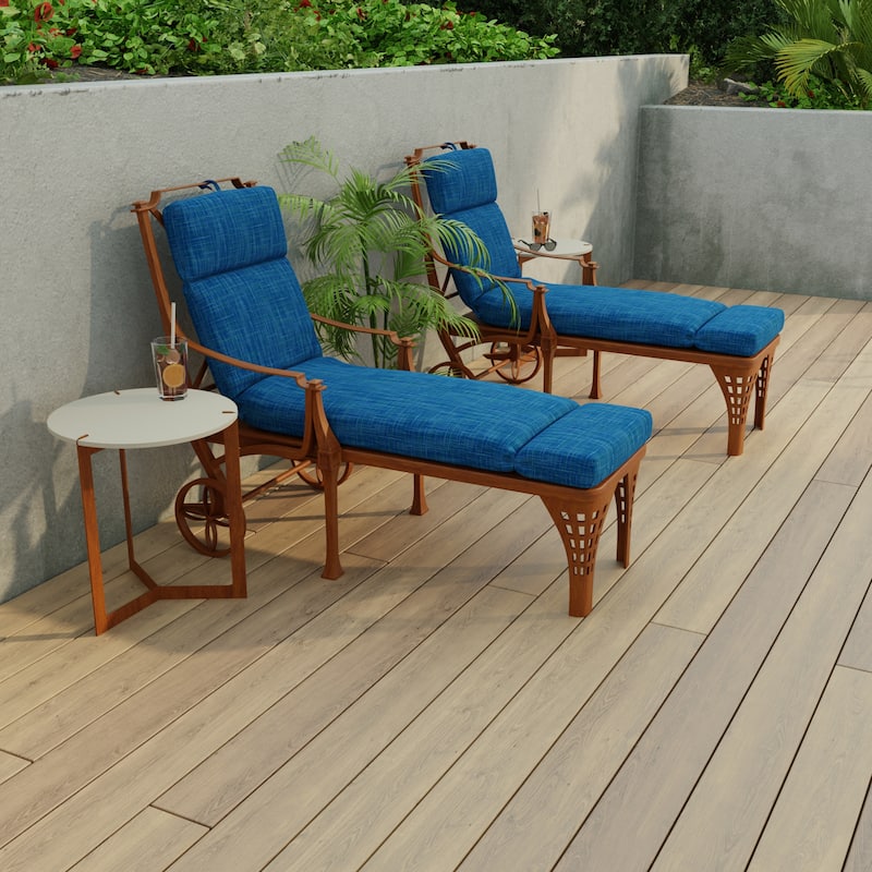 72" x 22" Blue Solid Outdoor Chaise Lounge Cushion 72'' L x 22'' W x